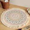 Placemat Cotton Polyester Round Soft Comfortable Woven Placemat with Tassels for Kitchen Decor C S