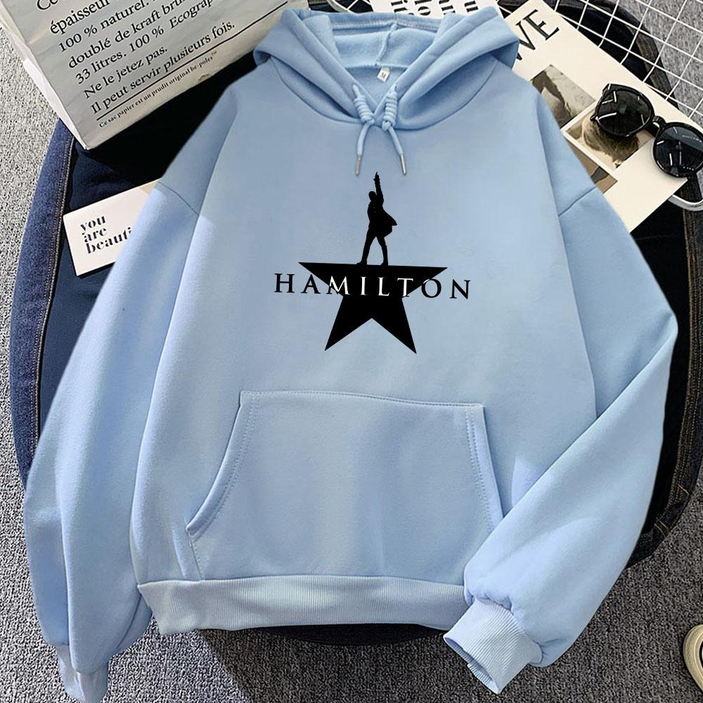 Winter Long Sleeve Hooded Pullovers Musical Hamiltonn Graphic Hoodies Sudadera Mujer Round Neck Pocket Women Sweatshirts Printed