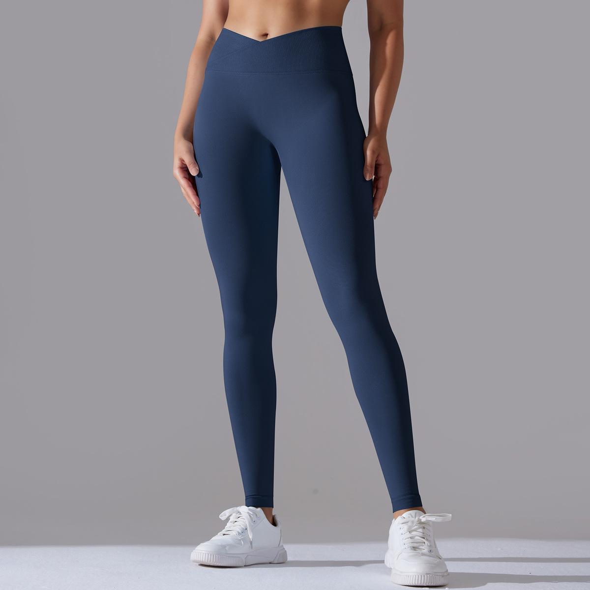 

Fashion Casual Comfort Versatile Seamless Knit Yoga Pants Cross Waist Peach Hip Lift Yoga Running Sports Leggings Breathable Fitness Pants XXL