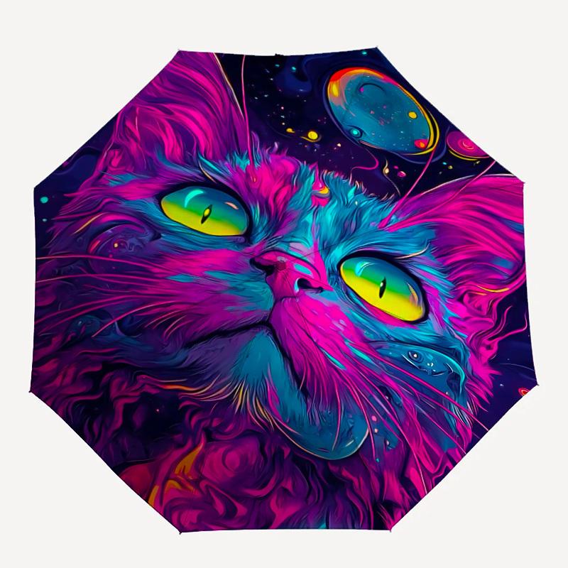 1pc Cosmic Cat Fashionable Automatic Opening/Closing Folding Umbrella with 8 Bones, Windproof Portable, Daily Use71
