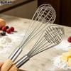 1PCS Stainless Steel Eggbeater Cream Mixer Spin Stirrer Egg Whisk Manual Wood Handle Knead Dough Rotary Eggbeater Stiring Stick