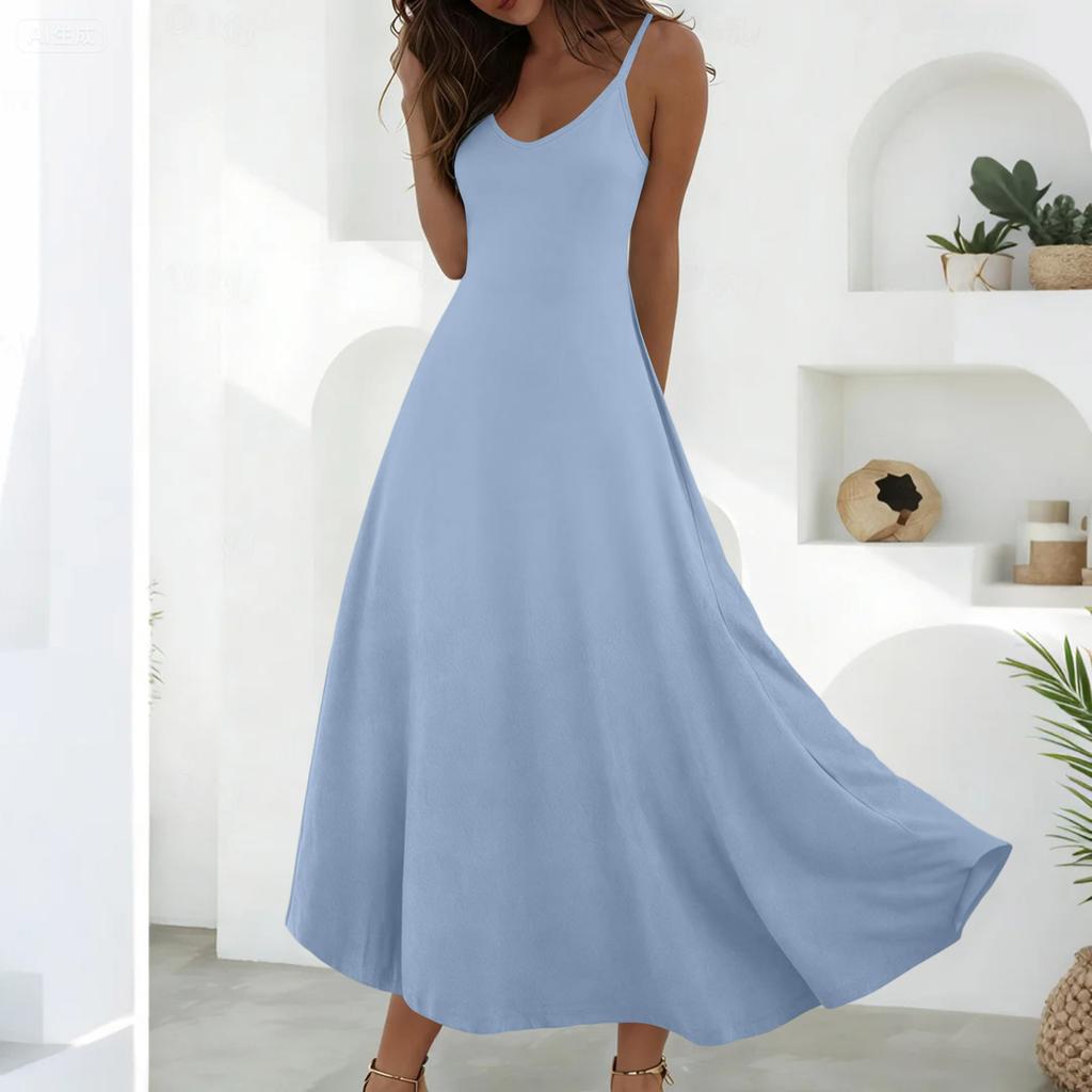 Summer Dresses For Women Dresses Long Flowy A Line Sleeveless Sundresses With Pockets