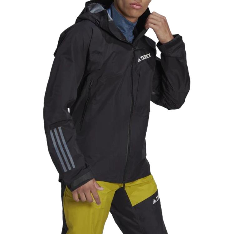 Adidas Letter Print Zip-Up Hooded Jacket Men Jackets Black HH8899