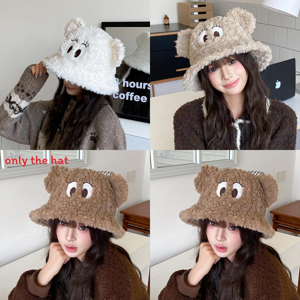 Cute Cartoon Eye Knit Fisherman Hat With Warm Windproof Function For Women And Teens