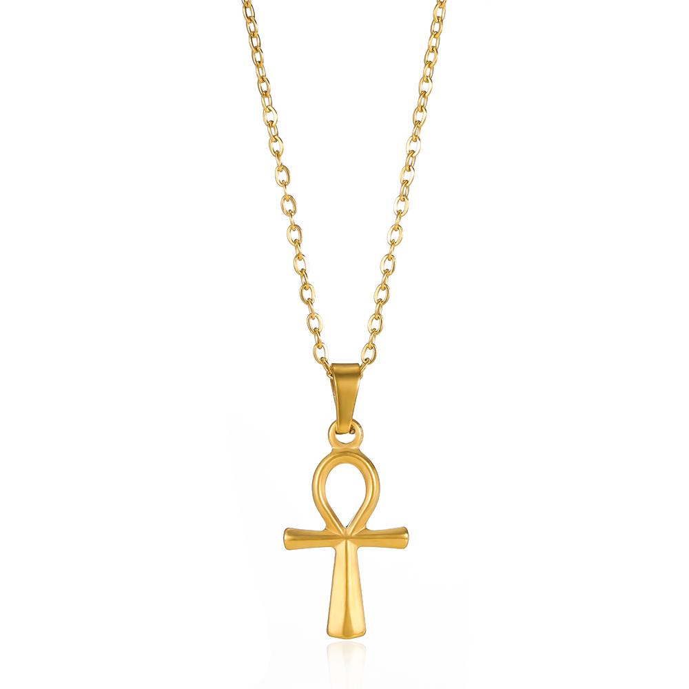 Stainless Steel Jesus Cross Necklace For Women Men Gold Color Caravaca Angels Crucifix Charm Choker Rapper Jewelry Hip Hop Gift