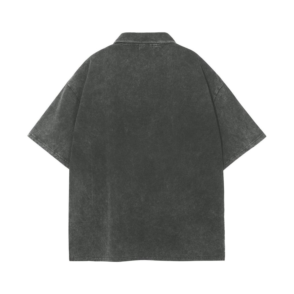 Men's Summer Solid Color Button Lapel Loose Short Sleeve Top
