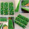 Green Grass Fake Green Plants With Flowers Green Turf Mat Creative Artificial Lawn  Home Decoration