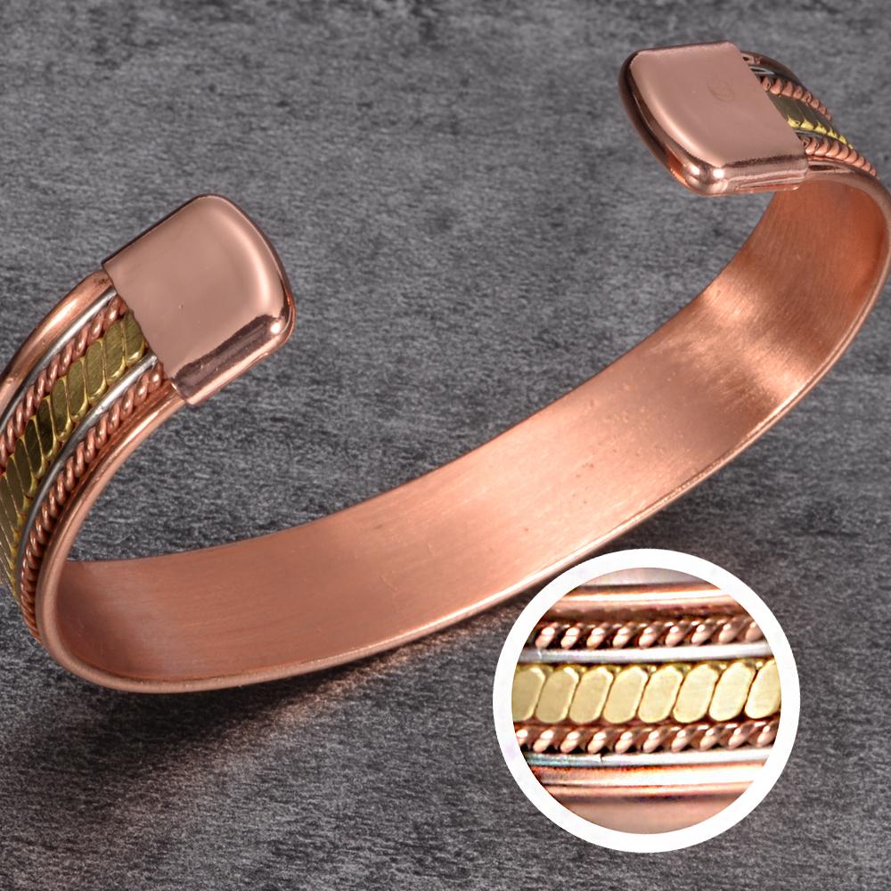Vinterly Twisted Pure Copper Magnetic Bracelets Benefits Adjustable Open Cuff Jewelry for Women Men 12mm High Magnet Resizable