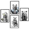 Giraffe Hund Elefant Toilettenpapier Badewanne - Lustiges Badezimmer Poster Leinwandbild Wandkunst Duschraum Heimdekoration 4-teiliges Set 40x50 cm