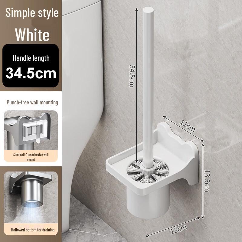 LIEI Punch-Free Suction Cup Wall-Mounted Toilet Brush with Holder
