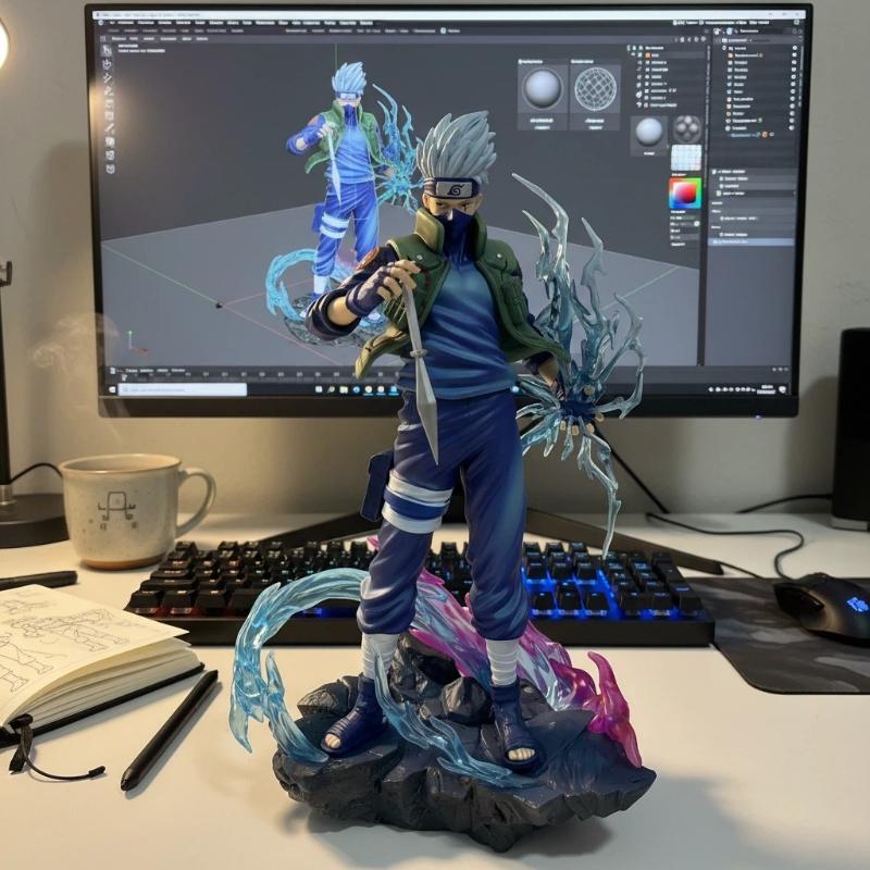 24cm 9.4 inch Anime Hatake Kakashi Action Figures Pvc Statue Desktop Ornamen Set Statue Model Ornament Room Desk Toys