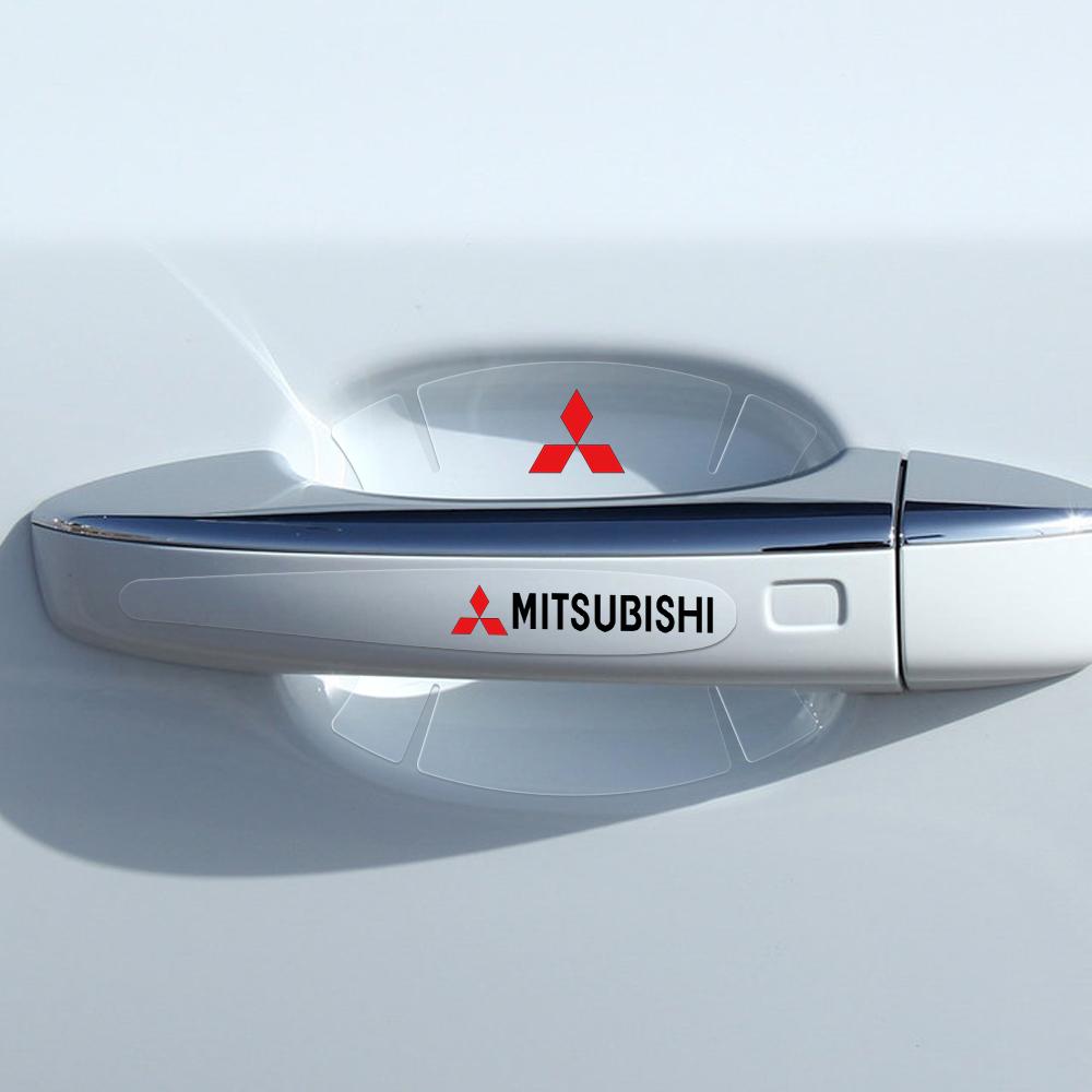 4/8PC Car Styling Door Handle Transparent Stickers Protector Film For Mitsubishi Outlander Lancer 10 9 ASX RALLIART Eclipse L200