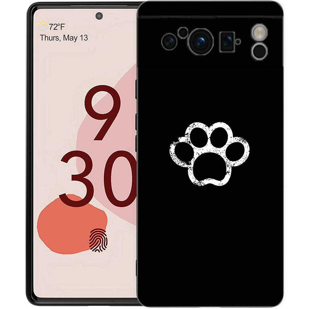 Cute Cat Dog Paw Love Phone Case For Google Pixel 8 7 6 Pro 6A 7A 5G Soft Silicone Shockproof TPU Black Cover Fundas