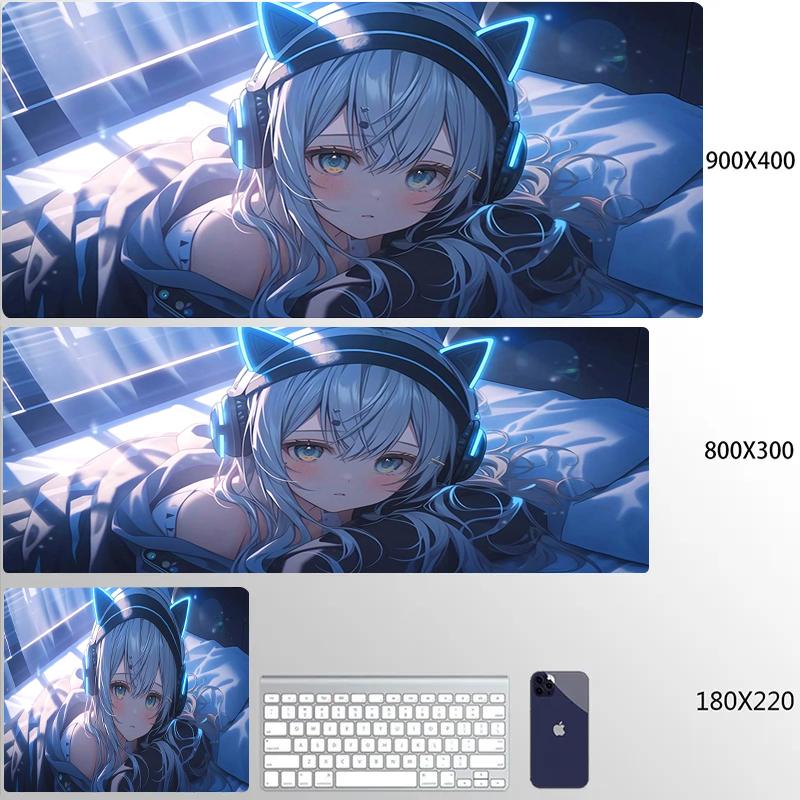 Large Gaming Mousepad Cute Anime Girls Locking Edge Keyboard Mouse Pad Gamer Non-Slip Computer Mouse Mat Kawaii Deskmat Carpet
