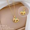 Stainless Steel Copper Micro-Inlaid Natural Stone Heart Fashion Light Luxury Elegant Electroplated Sporty Unisex Necklace