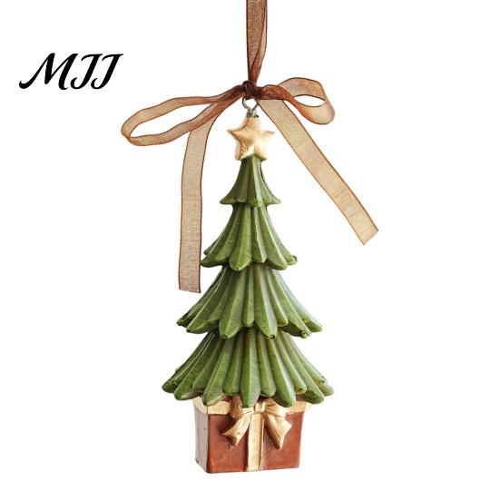 Seasonal Branch Decorations Christmas Resin Animal Ornament, Vintage Hanging Decor with Ribbon, Cute Bow Tree Ornaments Dog Santa Bear Patterns