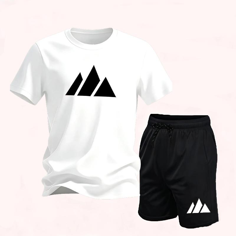 Sommer Mode Trendig Lässig Sport Zwei-Teiler Set Jugend Herren Kurzarm T-Shirt Shorts Set Atmungsaktiv Schnelltrocknend Active Wear