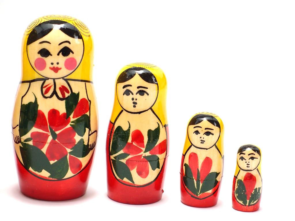 Matryoshka from Set of Traditional Yellow Semyonov, 6, Pattern, [Russian Goods]