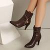 Black Brown Women Ankle Boots Pointed Toe High Spike Heel Big Size 47
