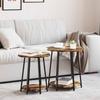Side Table Set with Shelf 2 pcs Smoked Oak and Black Brown