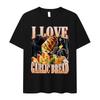 Lustiges Meme Ich liebe Knoblauchbrot Skelett Grafik Bedrucktes T-Shirt Damen Lässig Kurzarm T-Shirts Sommer Rundhals Kleidung