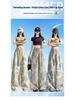 Women's Floral Wide-Leg Pants - Ice Silk, Cotton, Linen, Slimming, Casual Fit for Summer 2026