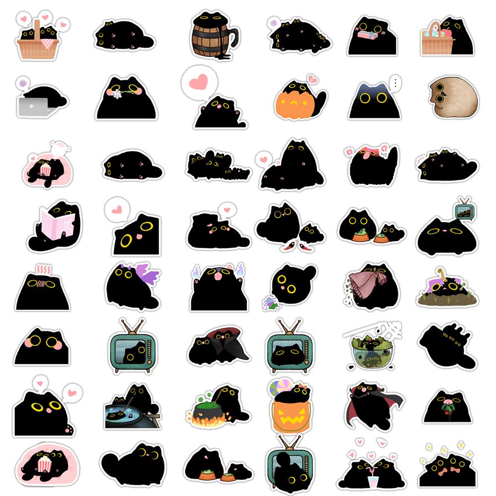 10/30/50pcs Cute Creative Black Cat Stickers Cartoon Graffiti Decal DIY Notebook Guitar Phone Car Waterproof Sticker Fun for Toy