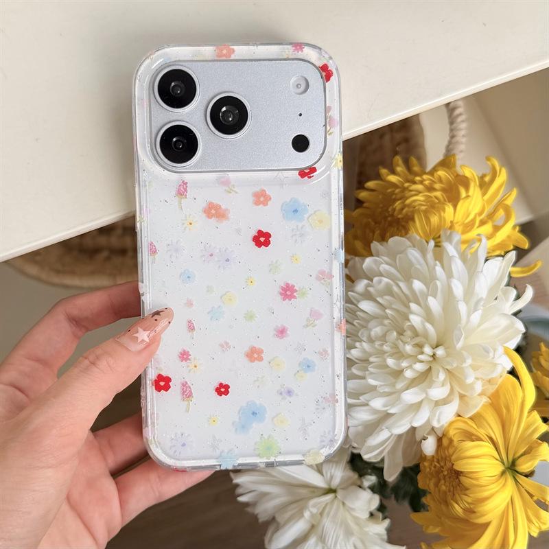 

Colorful Floral Glitter Phone Case for iPhone 17/16 Pro Max/15/14 iPhone 15