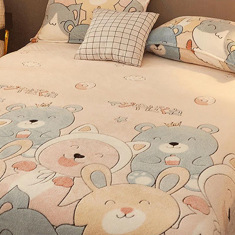 Cearşaf de pat din catifea Coral de iarnă, de uz casnic