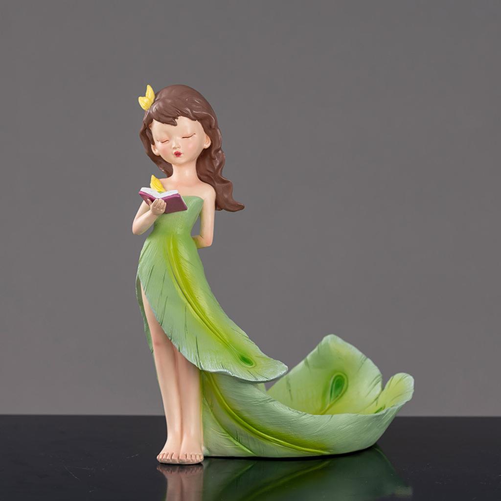 Porcelain Lady Statue Centerpiece Ornament Ceramic Girl Figurine for Living Room Shelf Fireplace Bedroom Housewarming Gift