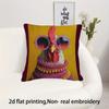 2D Flat- Fun Trendy Rooster Throw Pillow Cover, Cute Fashionable Chicken Decorative Pillow Case for Sofa Bedroom Living Room