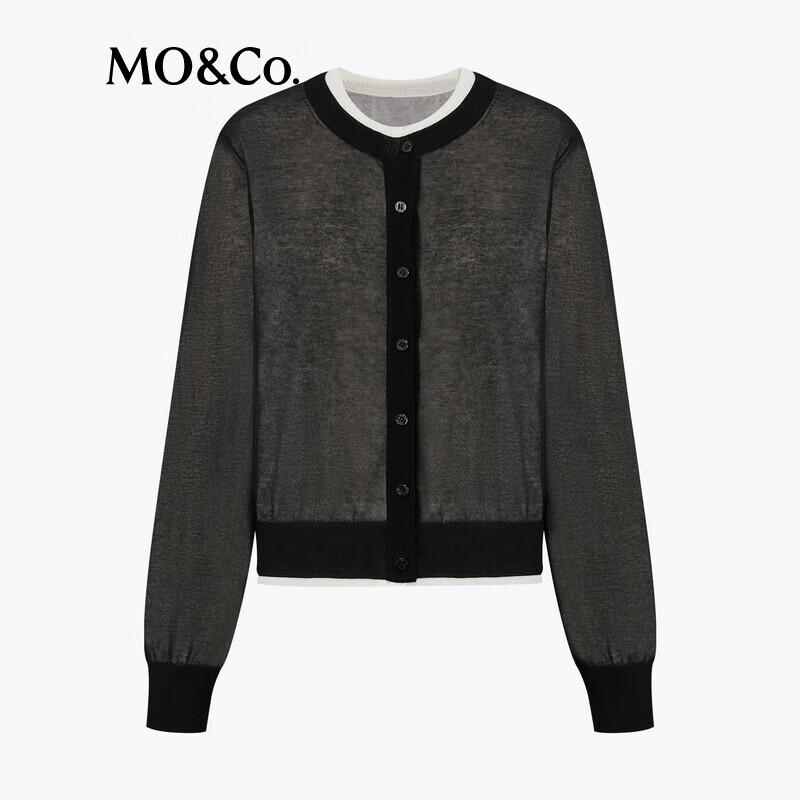 MO&Co. Lightweight Combed Cotton Nylon Knit Cardigan Set