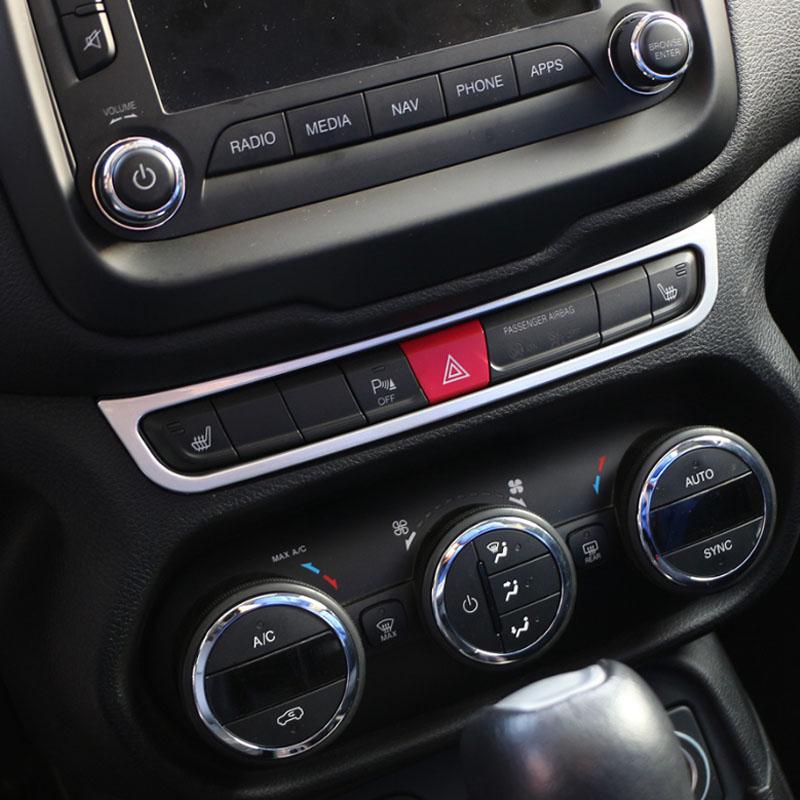 Pro Jeep Renegade 2014 - Kryt panelu spínačů na palubní desce středové konzoly auta, ozdobné samolepky