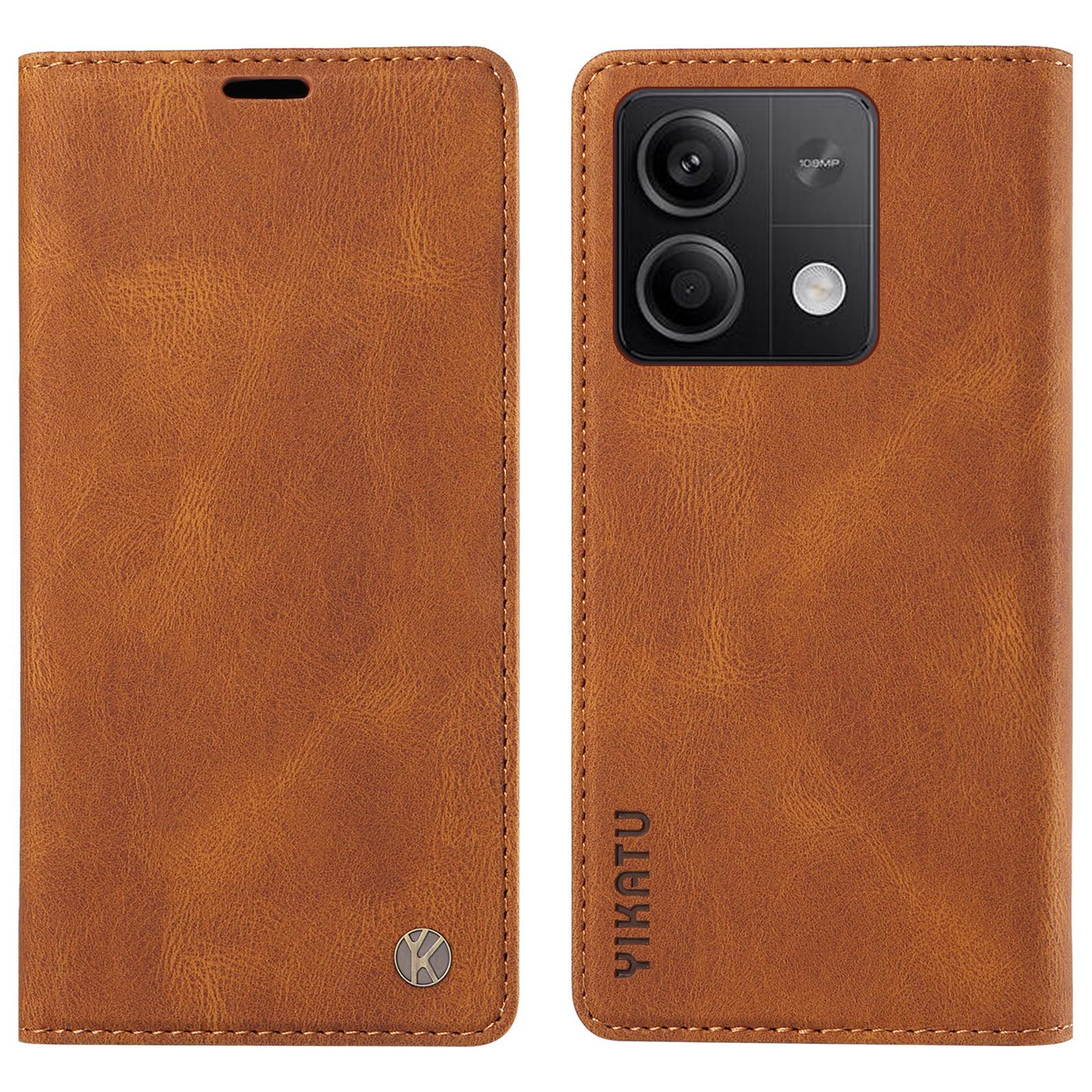 

YIKATU YK-004 Для Xiaomi Poco X6 5G/Redmi Note 13 Pro 5G Чохол Шкіряний З Дотиком Шкіри Покриття для Телефона Магнітне Автоматично Поглинаюче H