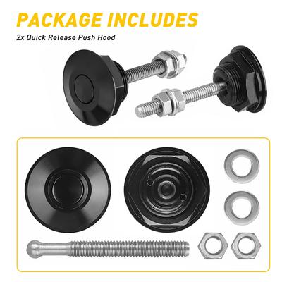 2Pcs Car Push Button Bonnet Hood Pin Lock Clip Kit Aluminum Quick Release Latch Engine Bonne Exterior Parts  Universal Black