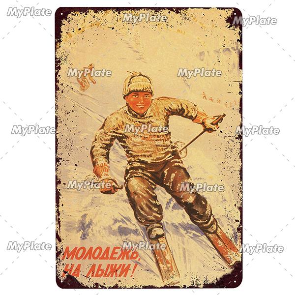 Russian Metal Sign Vintage Plaque Tin Sign Plate Wall Decor For Bar Club Man Cave Collect USSR Sports Poster