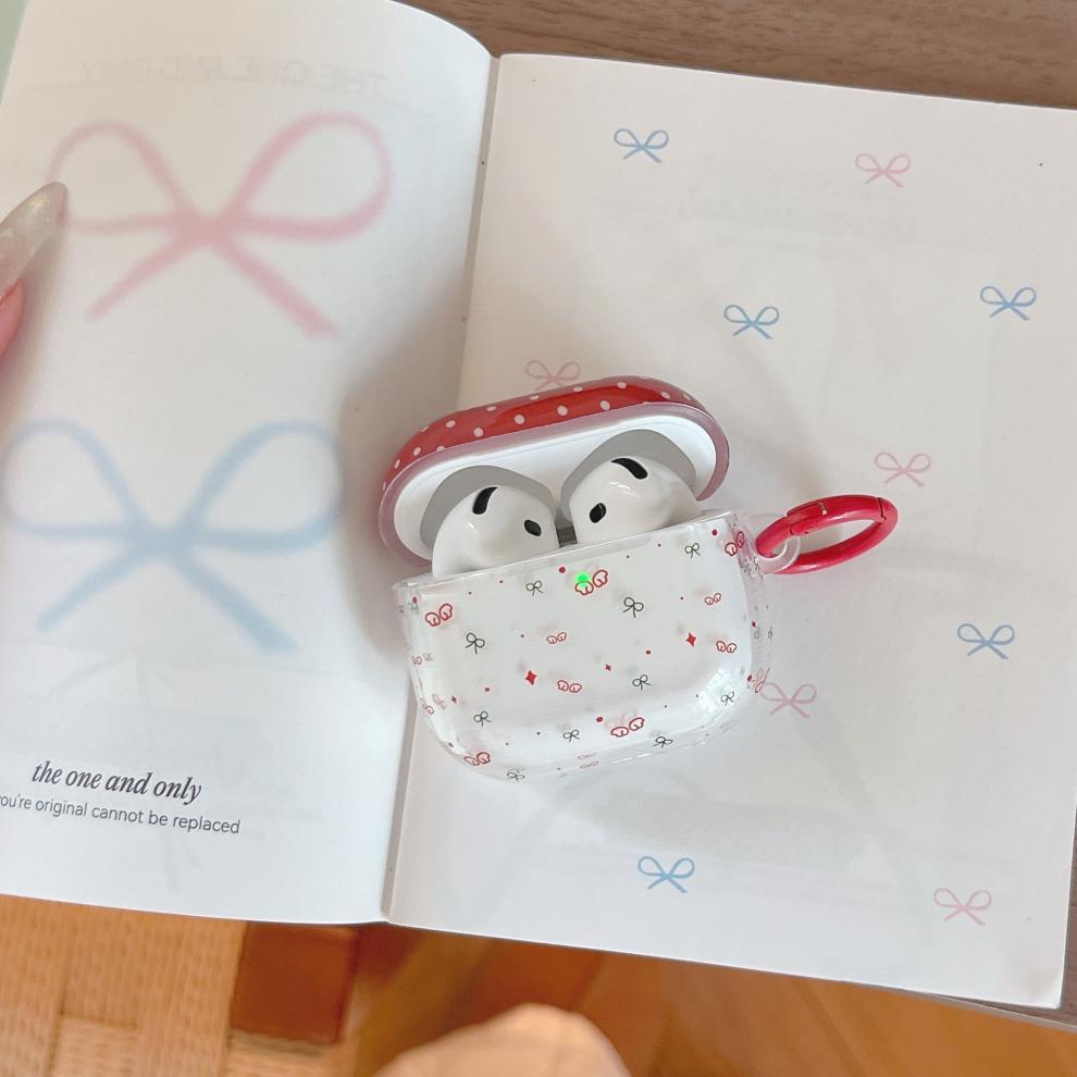 Polka Dot Bow AirPods 3/4 Pro & 1/2 Gen Protective Bluetooth Earphone Case Pendant