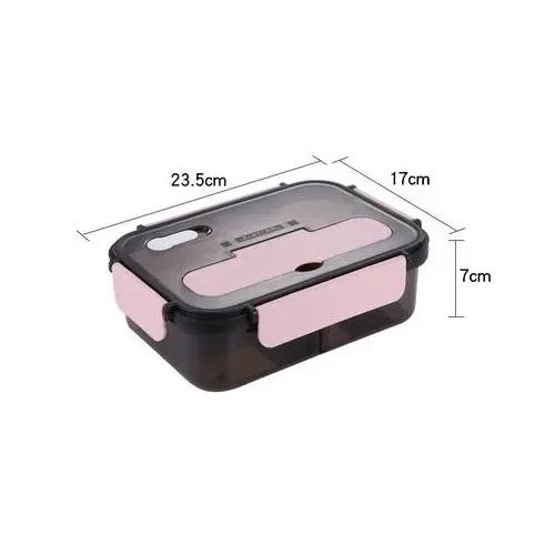 1500ml portable three-compartment lunch box with fork and spoon, leak-proof lid, Japanese snack lunch box 1500ml