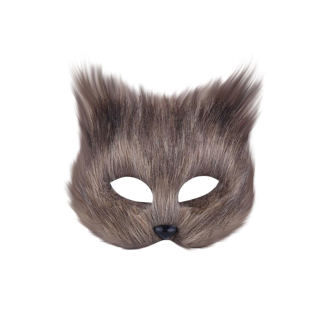 Animal Cat Fox Mask Halloween Cosplays Make-Up Costume Accessories Faux Furs Half Face Mask Performance Props Animal Mask