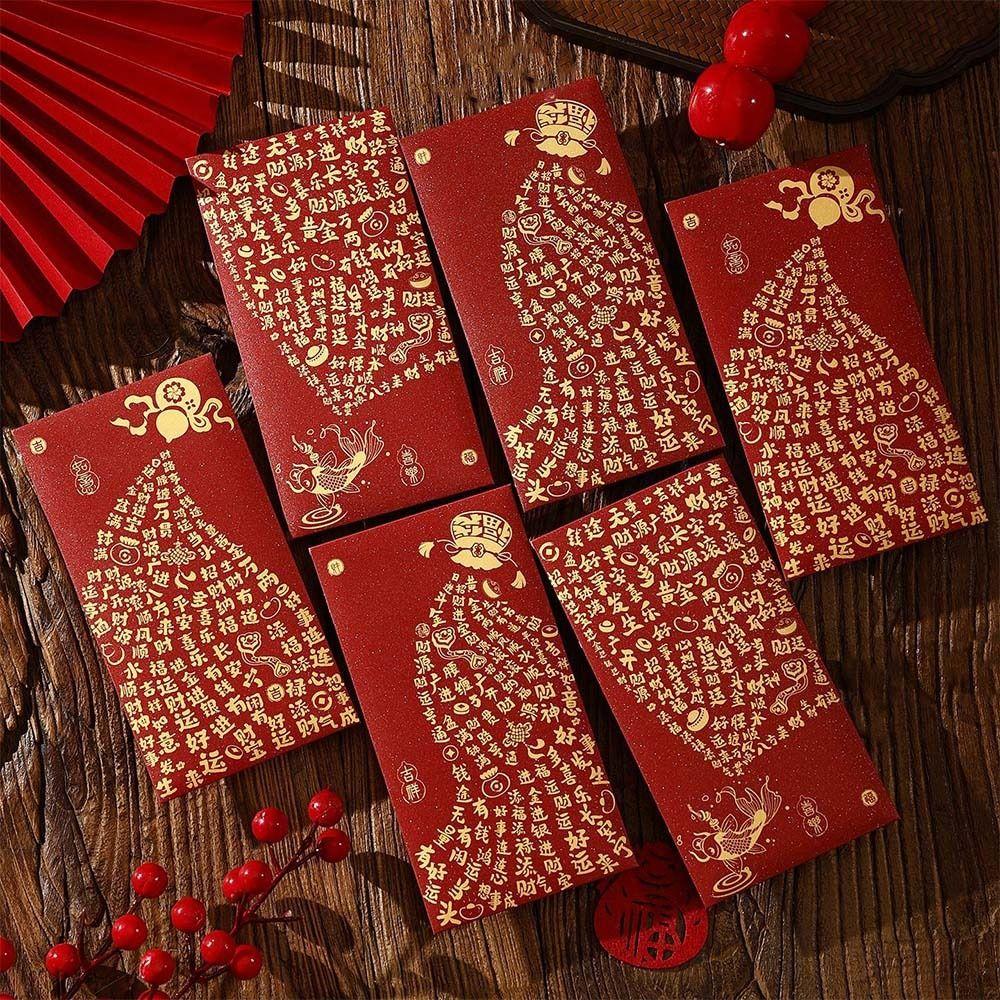 6pcs Chinese 2026 New Year Red Envelope Cartoon Bronzing Lucky Money Pockets Traditional Thickened Horse Year Money Envelope