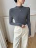 Women's Slim-Fit Cashmere Knit Top - Fashionable Half-High Neck, Casual Versatile Sweater
