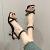 White French High Heels, Thin Heels, Square Toes, One-word Sandals, Summer 22 Years Old