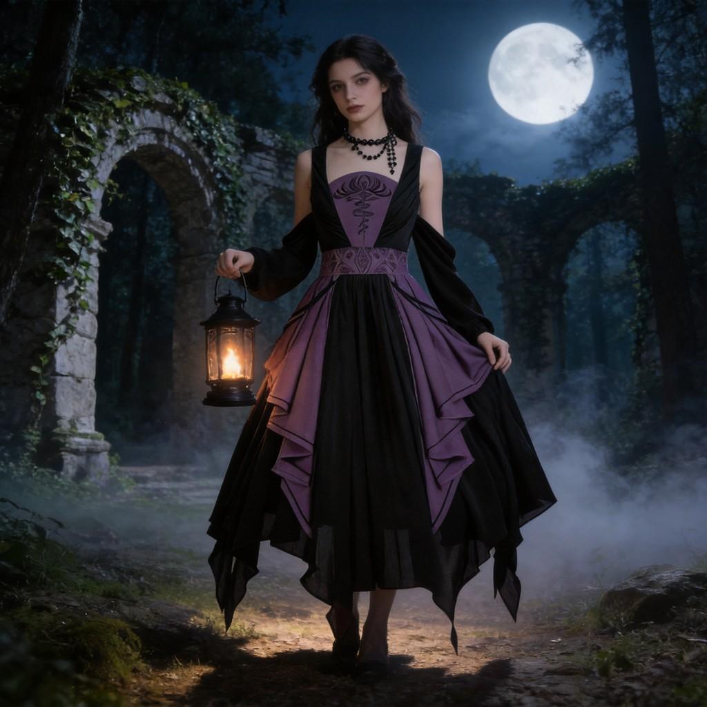 Gothic Fairy Tale Dress For Women With Polyester Fabric For Stage And Halloween Cosplay