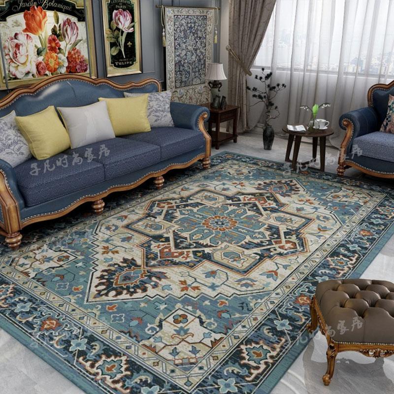 American Retro Living Room Decoration Carpet Minimalist Bedside Rugs for Bedroom Large Area Non-Slip Mat Washable Lounge Rug