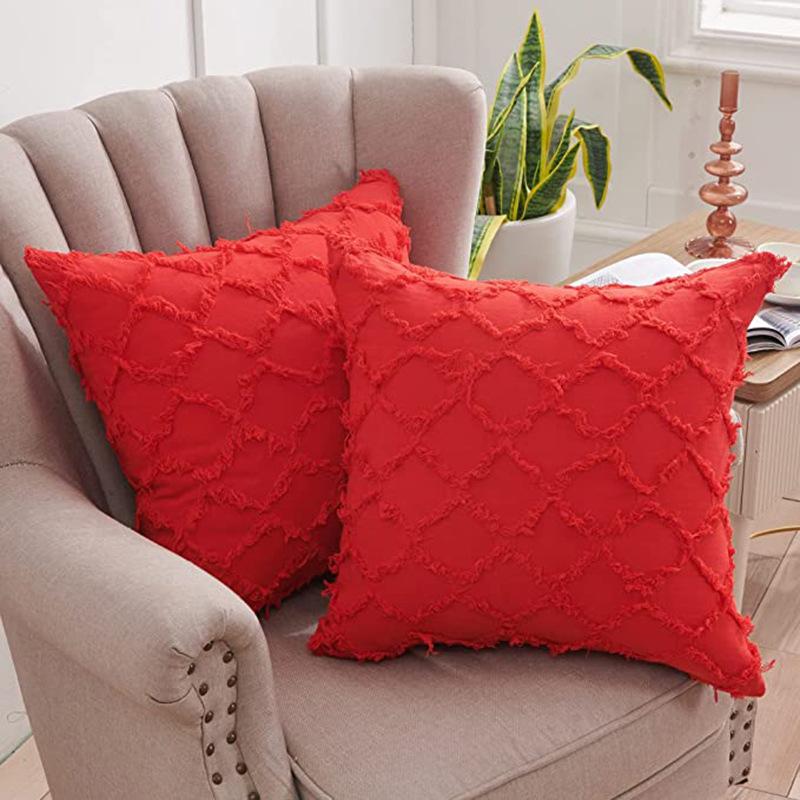 Pillow Home Pillow Cover Double-sided Cotton Linen Checkered Back Pillow Cushion Sofa Lumbar Pillow