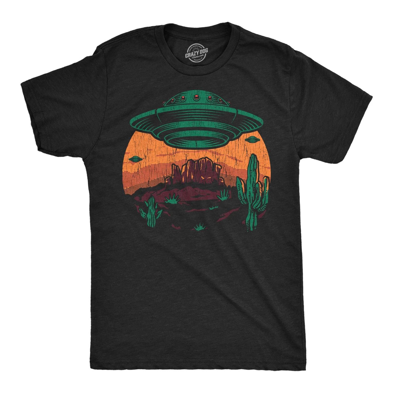 Mens Funny T Shirts Desert UFOs Sarcastic Alien Graphic Novelty Tee For Men S
