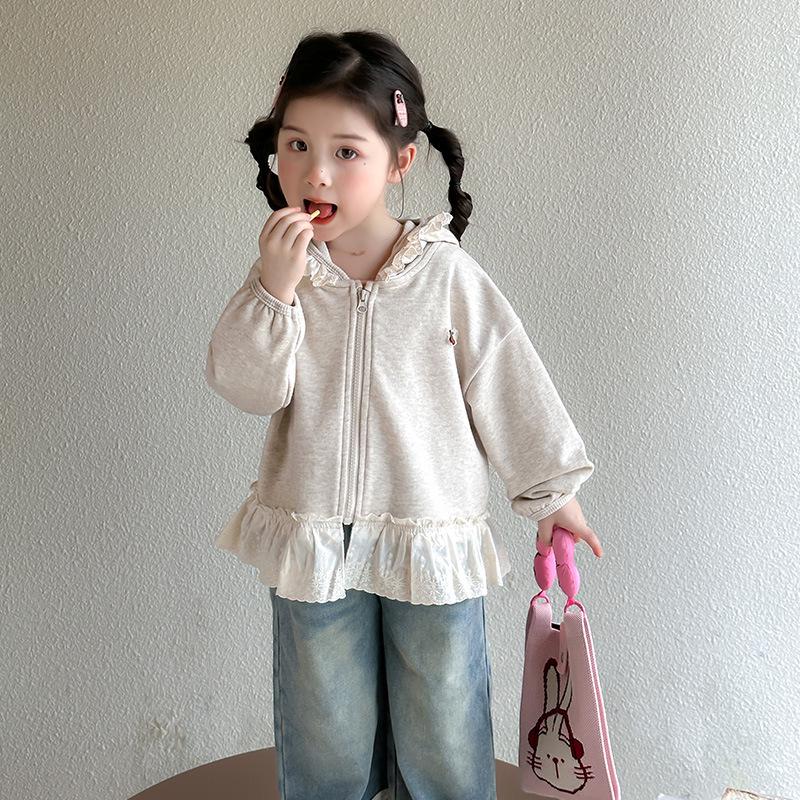 

2025 Новая девичья куртка-принцесса с капюшоном на весну и осень - Стильная верхняя одежда для малышей 130 cm абрикосовый