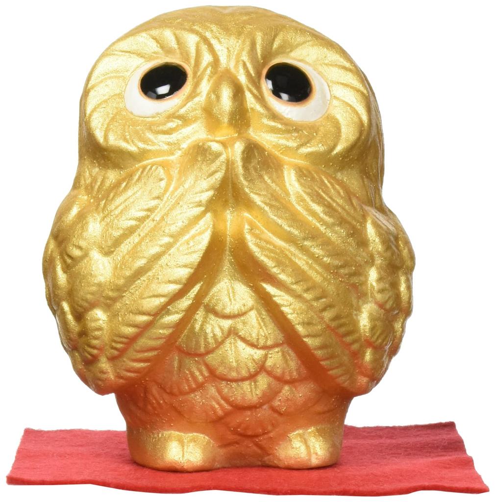 Shigaraki ware ornament, lucky owl, 10cm wide x 9cm deep x 12cm high, 566-03