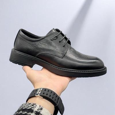 Men's Formal Fashion Genuine Leather Brogue Shoes - Breathable, Pointed Toe, for Business, Casual, or Wedding.