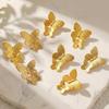 European 18k Gold PVD Plated Stainless Steel 3D Butterfly Earrings
